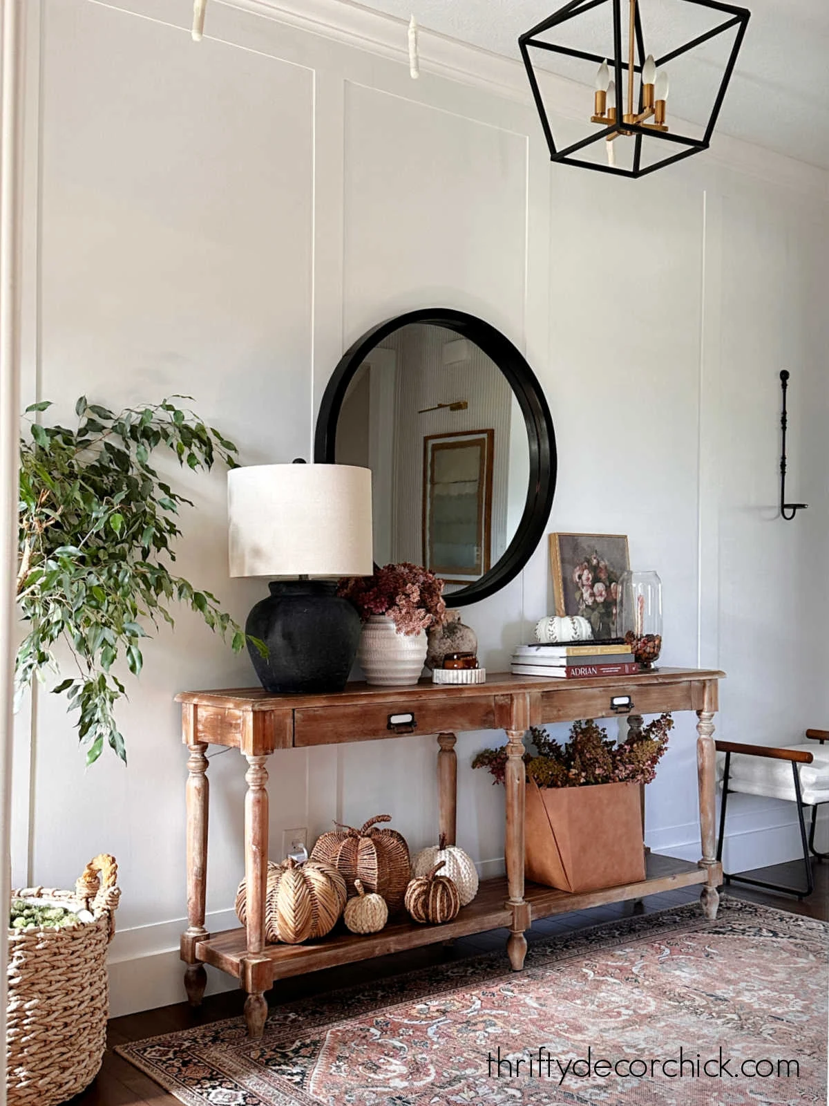 Everett foyer table fall decor